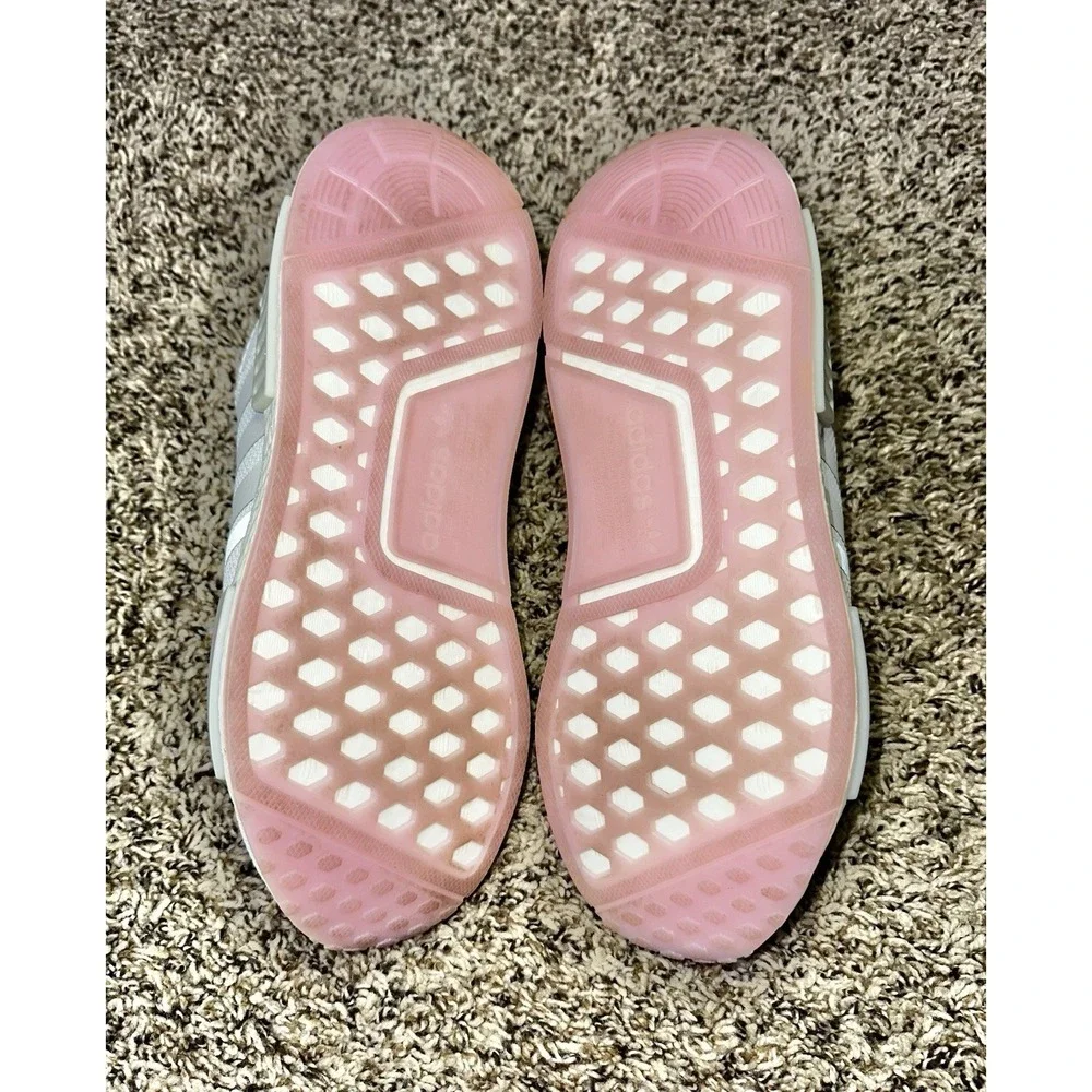 Adidas NMD_R1 Women's Size 7.5 White Grey Pink Rose Shoes Sneakers